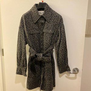 DVF Manon Oversized Wool Jacquard Coat in Leopard (retails $588)